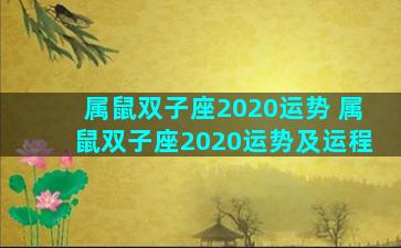 属鼠双子座2020运势 属鼠双子座2020运势及运程